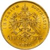 Австрия 4 флорина 10 франков (florins - francs) 1892   рестрайк (новодел), Аукцион: Monetnik за 30 287 