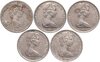 Новая Зеландия набор из 5 монет 5 центов (cents) 1972-1985, Аукцион: Monetnik за 362 