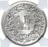 Швейцария 1 франк 1945 в слабе ННР, Аукцион: Monetnik за 1 875 RUB