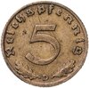 Германия (Третий рейх) 5 рейхспфеннигов (reichspfennig) 1938 "D", Аукцион: Monetnik за 289 