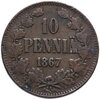 10 пенни (pennia) 1867, монета для Финляндии, Аукцион: Monetnik за 927 RUB
