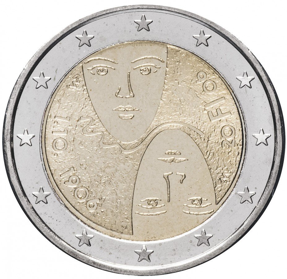 Цена монеты 2 евро (euro) 2006 года, избирательное право Финляндия  