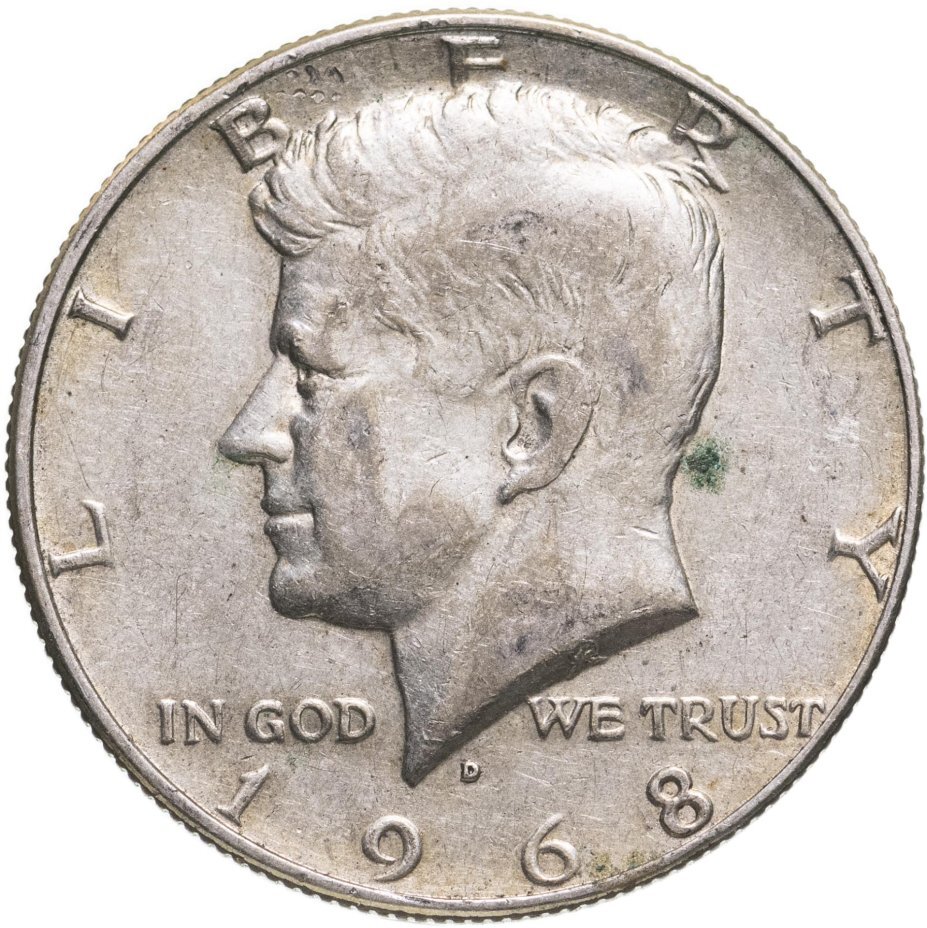 Цена монеты 50 центов (1/2 доллара, half dollar) 1968 года D, США 