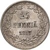 25 пенни (pennia) 1917 S  гербовый орёл с коронами Российская Финляндия, Аукцион: Monetnik за 480 