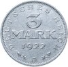 Германия 3 марки (mark) 1922 A  знак монетного двора "A" — Берлин, Аукцион: Monetnik за 490 RUB