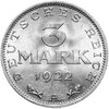 Германия 3 марки (mark) 1922 A  знак монетного двора "A" — Берлин, Аукцион: Monetnik за 1 250 RUB