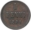 1 пенни (penny) 1881 Александр III монета для Финляндии, Аукцион: Monetnik за 6 384 RUB