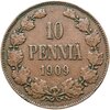 10 пенни (pennia) 1909, монета для Финляндии, Аукцион: Monetnik за 891 