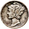 США 10 центов (дайм, one dime) 1942  Mercury Dime (дайм «Меркурий») без обозначения монетного двора, Аукцион: Monetnik за 590 RUB