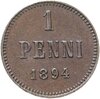 1 пенни (penni) 1894, монета для Финляндии, Аукцион: Monetnik за 740 RUB