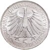 Германия 5 марок (deutsche mark) 1966  250 лет со дня смерти Готфрида Вильгельма Лейбница, Аукцион: Monetnik за 926 