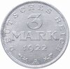 Германия 3 марки (mark) 1922 A  знак монетного двора "A" — Берлин, Аукцион: Monetnik за 950 