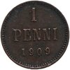 1 пенни (pennу) 1909 монета для Финляндии, Аукцион: Monetnik за 245 RUB