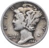 США 10 центов (дайм, one dime) "D" 1944 Mercury Dime (дайм «Меркурий»), Аукцион: Monetnik за 319 RUB