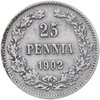 25 пенни 1902 L, монета для Финляндии, Аукцион: Monetnik за 1 250 RUB