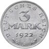 Германия 3 марки (mark) 1922, знак монетного двора "A" — Берлин, Аукцион: Monetnik за 897 RUB