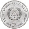 Германия (ГДР) 5 марок 1989 "500 лет со дня рождения Томаса Мюнцера, Церковь Св. Марии в Мюльхаузен", Аукцион: Monetnik за 713 RUB