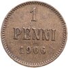 1 пенни (penny) 1906, монета для Финляндии, Аукцион: Monetnik за 590 