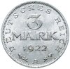 Германия (Веймарская республика) 3 марки 1922 "3-я годовщина Веймарской конституции" знак монетного двора "А" — Берлин, Аукцион: Monetnik за 199 