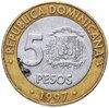Доминикана 5 песо (pesos) 1997 "50 лет Центробанку Доминиканской Республики", Аукцион: Monetnik за 120 