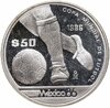 Мексика 50 песо (pesos) 1985 Чемпионат мира по футболу 1986 - Ведение мяча, Аукцион: Monetnik за 2 638 