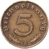 Германия - Третий рейх 5 рейхспфеннигов 1938 "A", Аукцион: Monetnik за 465 RUB