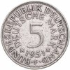 Германия 5 марок (deutsche mark) 1951 F  знак монетного двора: "F" - Штутгарт, Аукцион: Monetnik за 840 