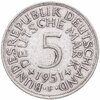 Германия 5 марок (deutsche mark) 1951 F  знак монетного двора: "F" - Штутгарт, Аукцион: Monetnik за 928 