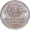 Норвегия 5 крон 1995 "1000 лет чеканке монет Норвегии", Аукцион: Monetnik за 750 RUB