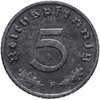 Германия, Третий рейх 5 рейхспфеннигов (reichspfennig) 1943, знак монетного двора: "F" - Штутгарт, Аукцион: Monetnik за 210 RUB
