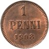 1 пенни (penny) 1908 монета для Финляндии, Аукцион: Monetnik за 1 050 RUB