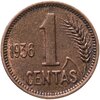 Литва 1 цент (centas) 1936, Аукцион: Monetnik за 1 290 RUB