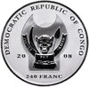Конго 240 франков 2008 UNC "Большая африканская пятерка - носорог", в футляре с сертификатом, Аукцион: Monetnik за 6 500 RUB
