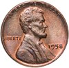 США 1 цент 1958 без буквы монетного двора, Аукцион: Monetnik за 390 RUB