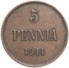 5 пенни (pennia) 1911 Российская Финляндия, Аукцион: Monetnik за 566 RUB