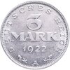 Германия 3 марки (mark) 1922 A  знак монетного двора "A" — Берлин, Аукцион: Monetnik за 1 050 RUB