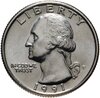 США 25 центов (квотер, 1/4 доллара, quarter dollar) 1991 Р "Washington Quarter" (наборная), Аукцион: Monetnik за 225 