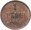 1 пенни (penny) 1908, монета для Финляндии, Аукцион: Monetnik за 1 350 