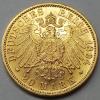20 марок 1894 F года.  Вюртемберг. Вильгельм II. Германия. Сохранность AUNC. Золото 7,96 гр., Аукцион: NewAuction от 13 300 RUB