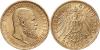 Germany - Empire - 20 Mark 1894, Gold, WILHELM II 1891–1918, WURTTEMBERG Head to right. Rev. Crowned eagle, shield on breast.J. 2967.96 g, Аукцион: Schulman от 200 EUR